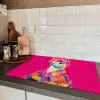 Lama - Kimono - Bloemenkrans - Felroze Inductie beschermer vinyl 3mm klein -sfeer3