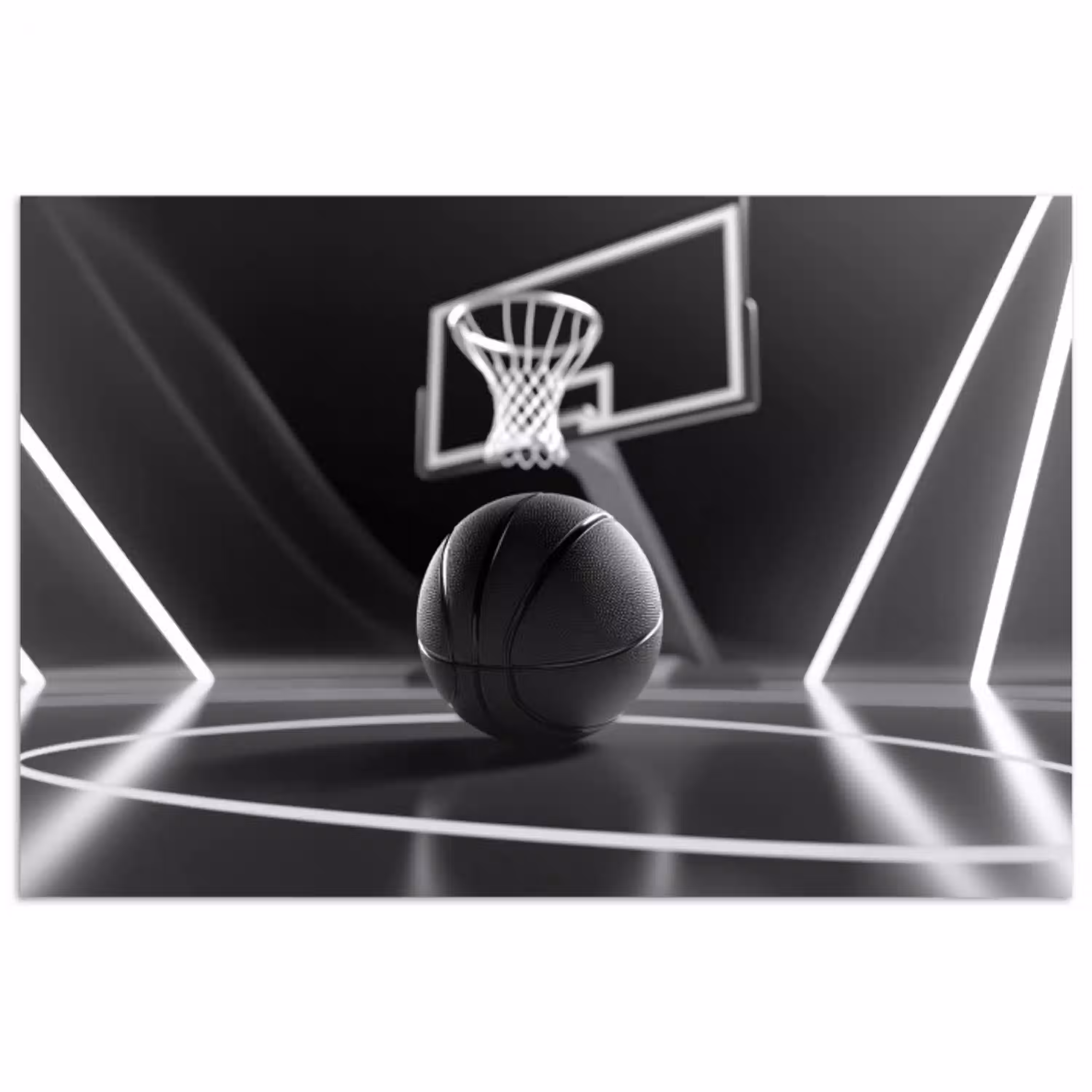 Basketbal - Basketbalveld - Lichtlijnen poster papier klein -3d