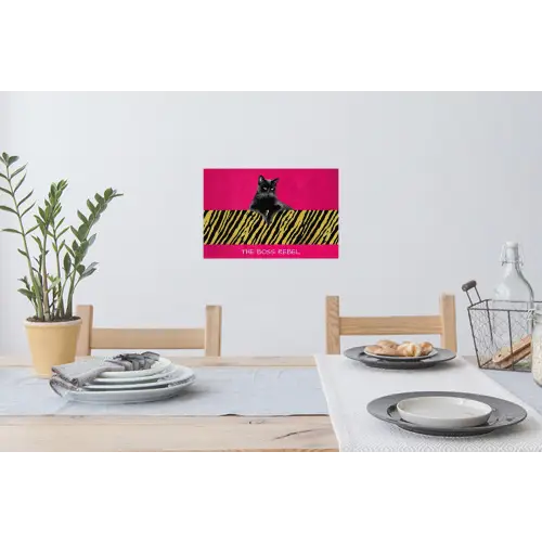 Kat - Baas - Roze - Tijgerprint Muursticker klein -eettafel