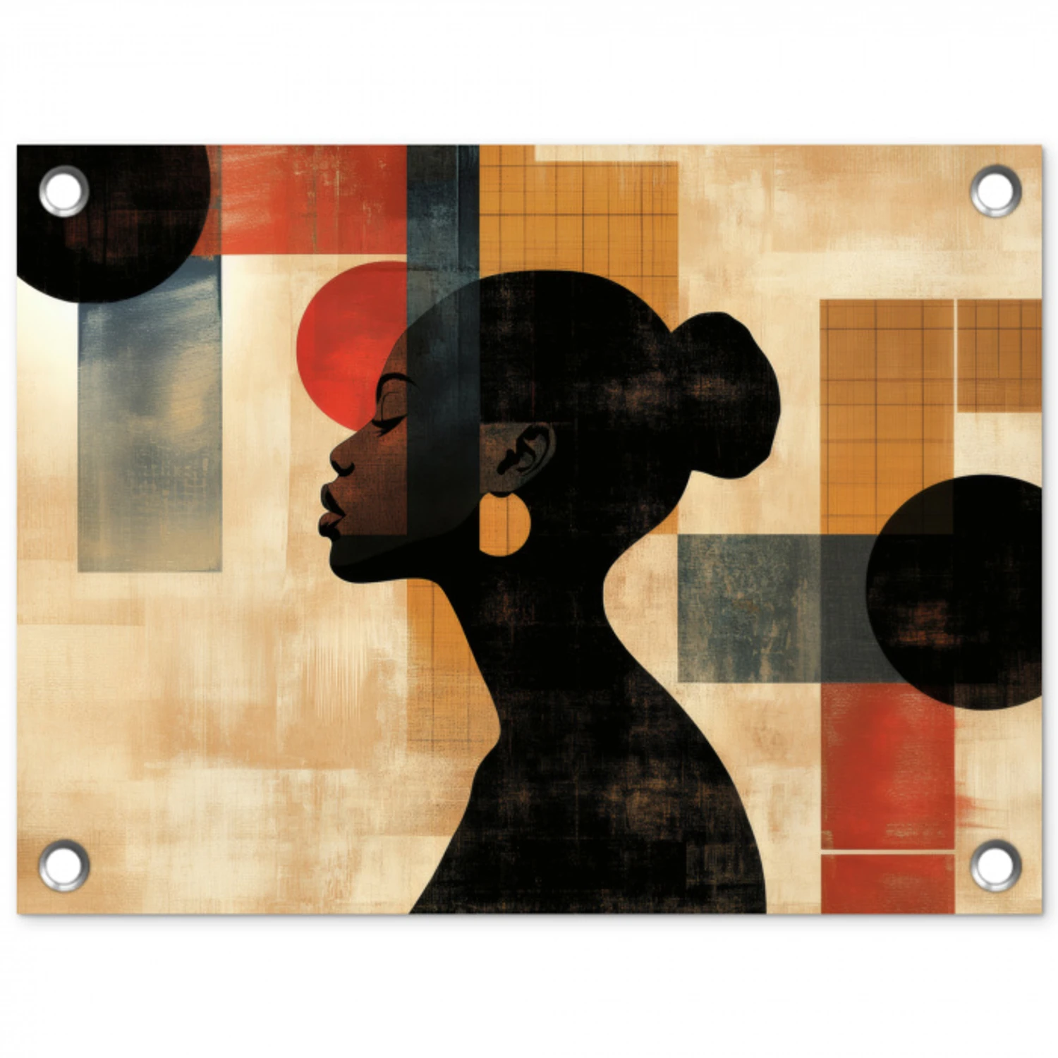 Zijaanzicht - Vrouw - Vormen tuinposter los doek klein -3d