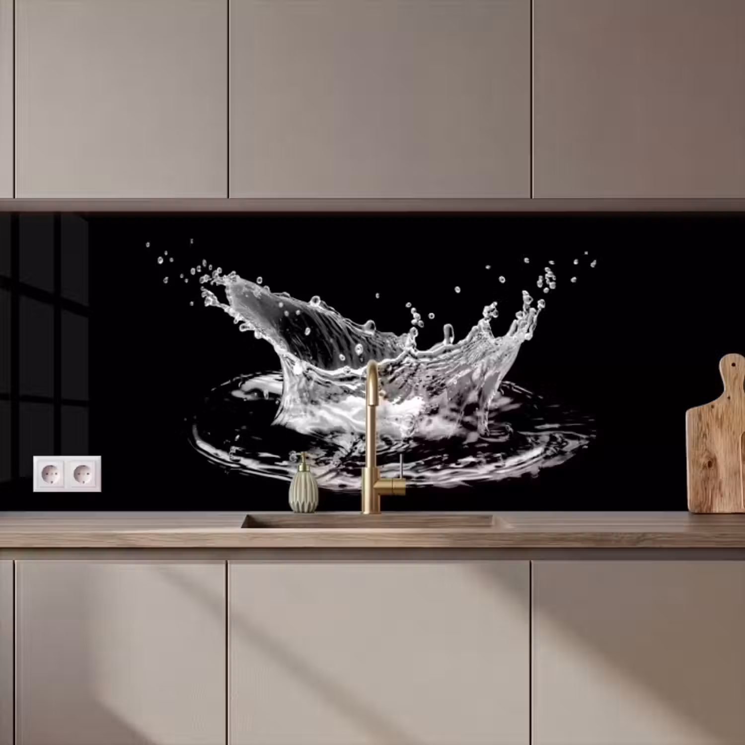 Küchenrückwand - Wasser - Splash - Wasser - Schwarz