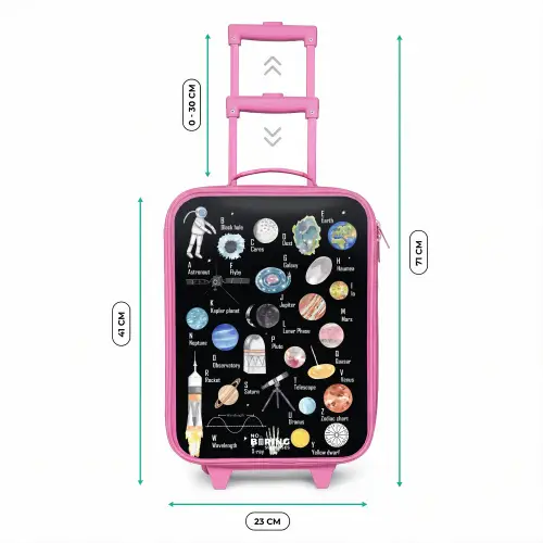Alfabet in ruimte thema Kinderkoffer - Roze klein -productfoto_formaten