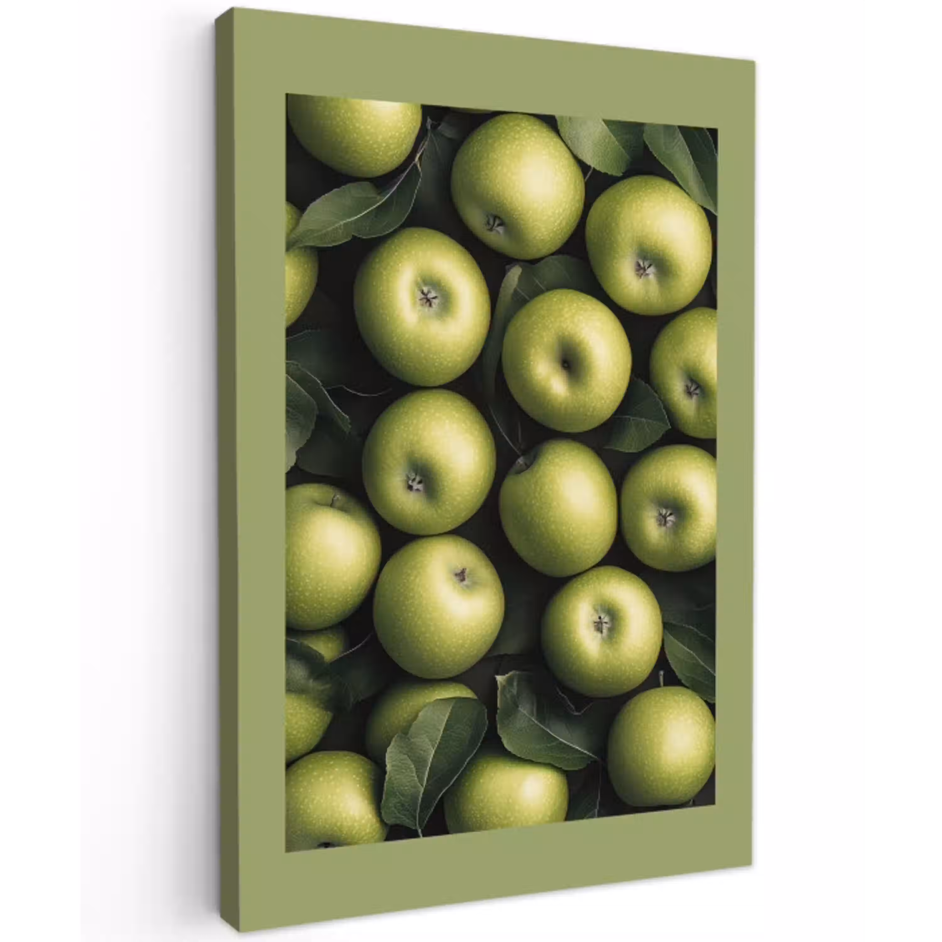 Appels - Groen - bladeren canvas 2cm klein -z3d