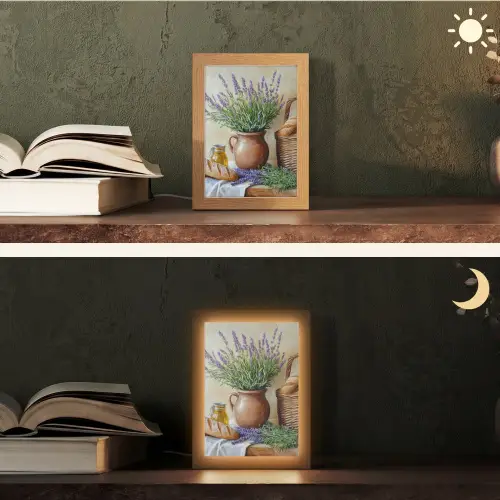 Lavendel - Brood - Stilleven Light Box met kabel (Tafellamp) klein -sfeer3