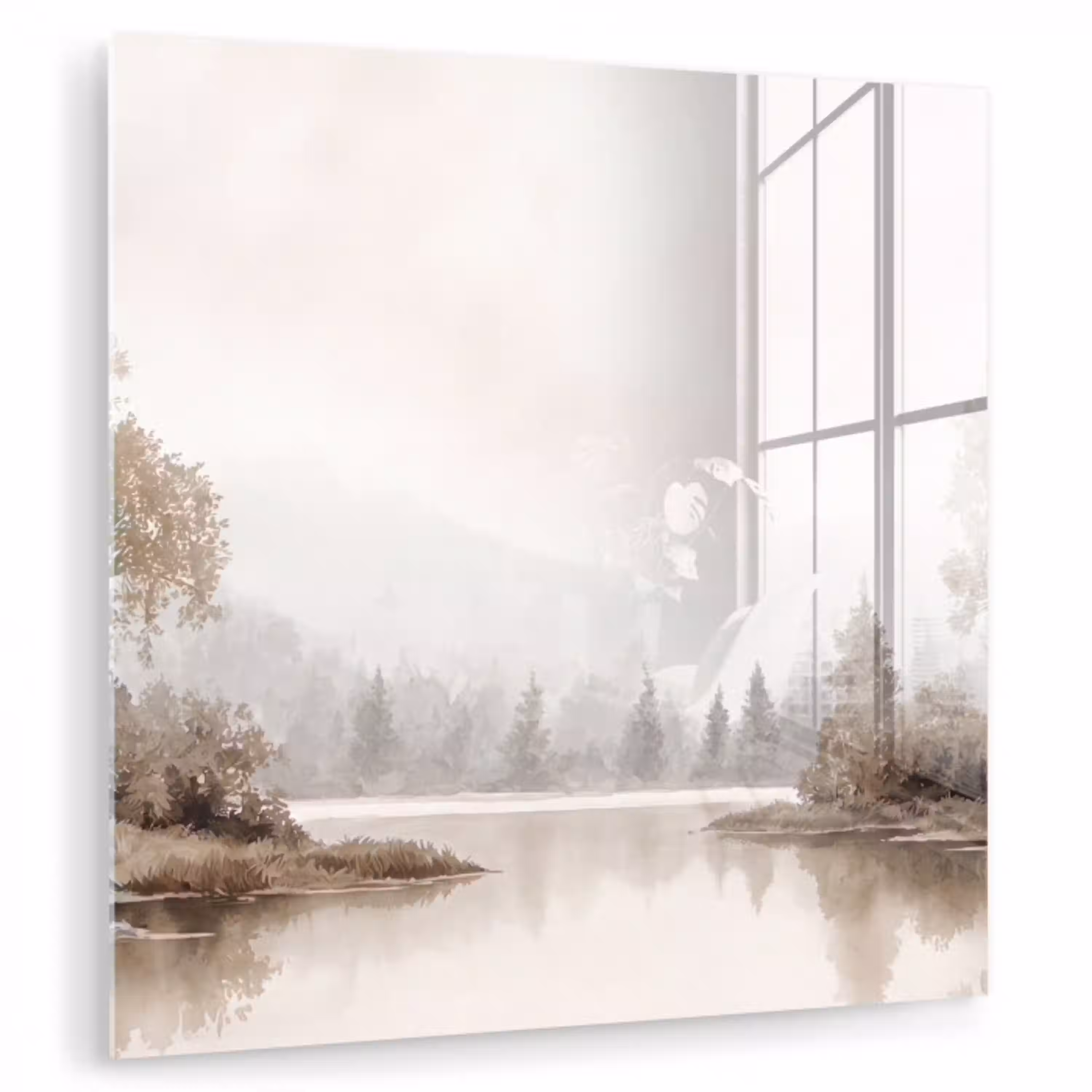 Rivierlandschap - Minimalistisch - Aardetinten plexiglas 5mm klein -zzzproduct_nieuw