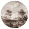 Klassiek - Landschap - Neutraal Wandcirkel kunststof plaat 5mm dik klein -3d