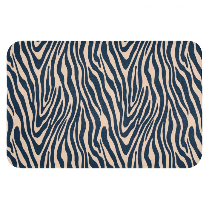 Zebra - Patroon - Blauw - Beige WCmat klein 1009 -3d