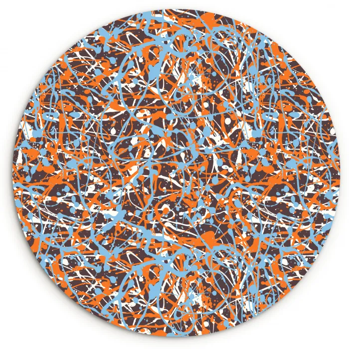 Blauw - Waterverf - Chaos Wandcirkel kunststof plaat 5mm dik klein 188 -3d