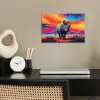Neushoorn - Zonsondergang - Savanna - Kleurrijk poster papier klein -sfeer1