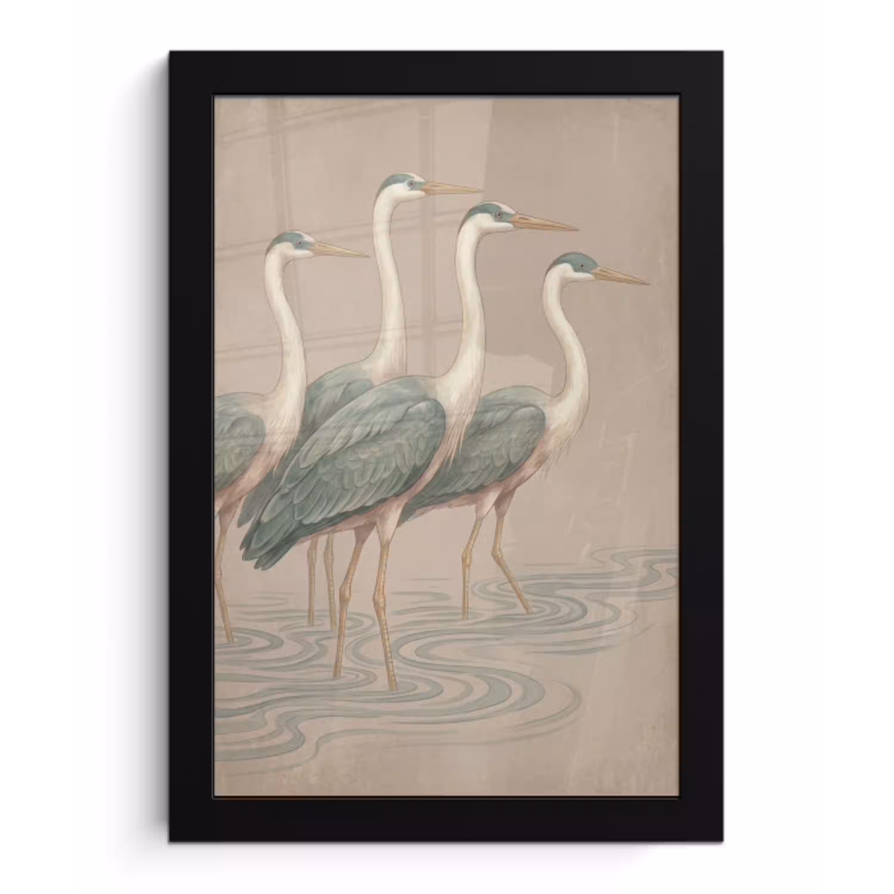 Vogel - Water - Natuur - Vintage fotolijst zwart zonder passe partout klein -3d