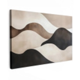 Golven - Abstract - Beige Tuinposter op houten frame 2 cm dik klein -3d