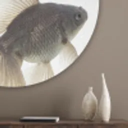 Goudvissen - Modern - Wit Akoestische PET Vilt - Rond klein -sfeer5_closeup