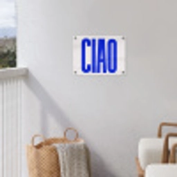Ciao - Hoofdletters - Blauw - Minimalistisch tuinposter los doek klein -sfeer8