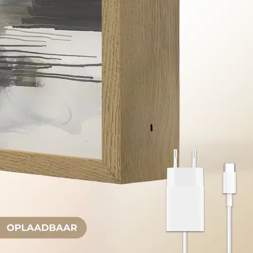 Abstract - Zwart wit - Verf - Modern Light Box met batterij (Wandlamp) middel -USP_websiteoplaadbaarNL
