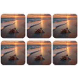 Schildpad - strand - Zonsondergang onderzetter kurk middel -zkaufland3dotto