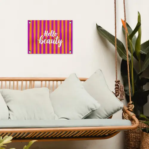 Modern - Hello - Oranje tuinposter los doek klein -sfeer7