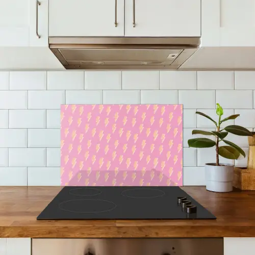 Geel - Bliksem - Roze keuken achterwand spatscherm klein 900 -sfeer2