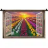 Doorkijk - Bloemen - Tulpen - Kleurrijk - Zonsondergang Wandkleed katoen klein -zz3d