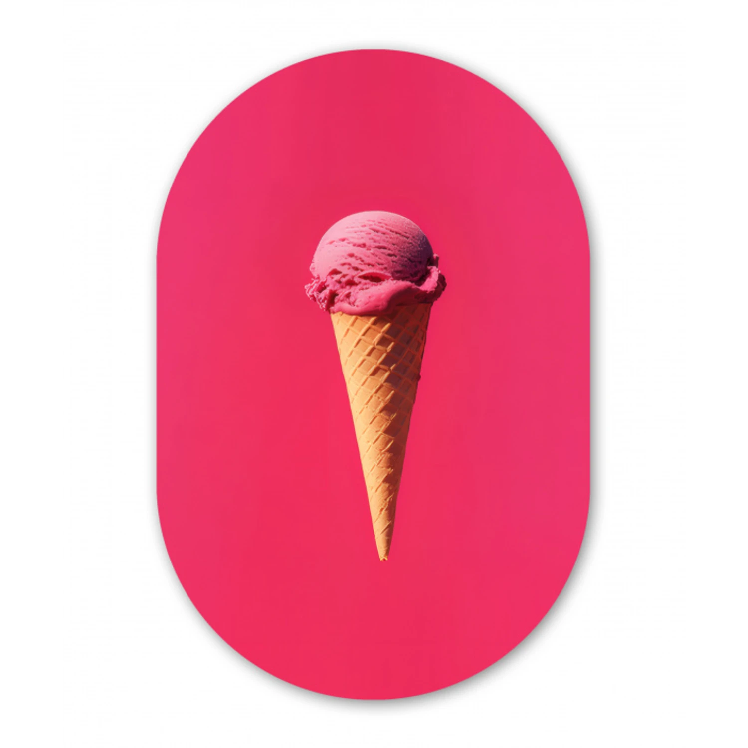 Schepijs - Roze - Hoorntje Wandcirkel Ovaal Glas middel -3d