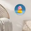 Badeend - Handdoek - Blauw Wandcirkel kunststof plaat 5mm dik klein -sfeer5