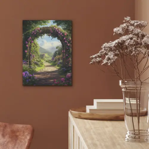 Doorkijk - Rozenboog - Uitzicht - Landschap - Bloemen PET vilt klein -sfeer4