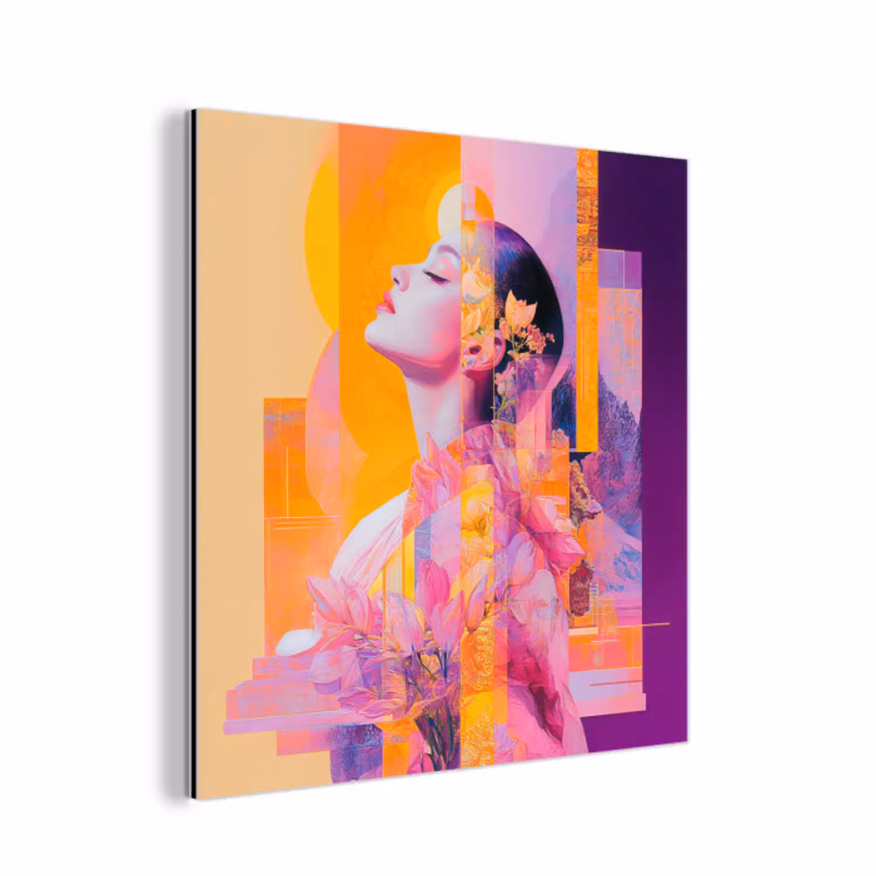 Abstract - Portret - Vrouw - Kleurrijk aluminium wit klein -3d