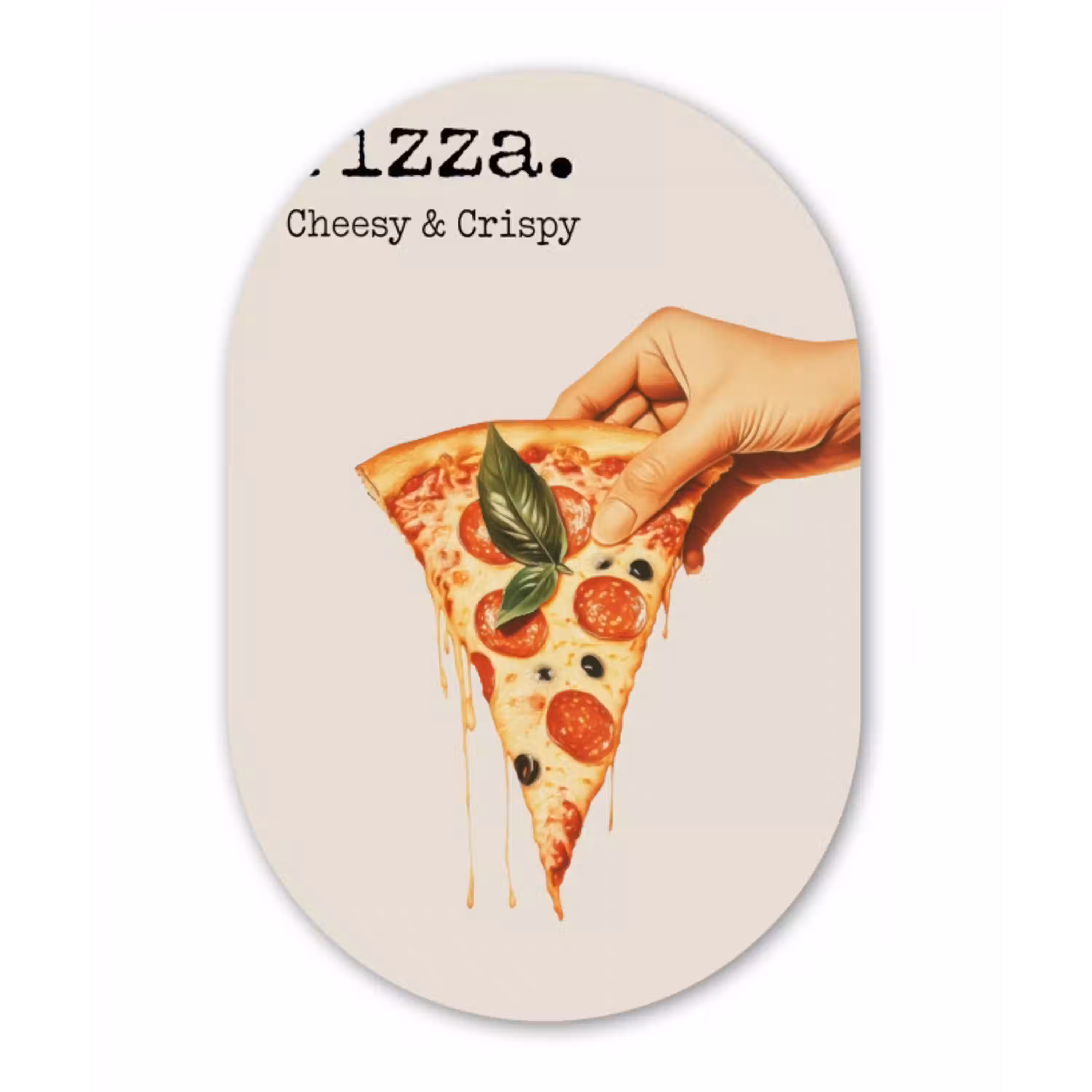 Pizza - Kaas - Pepperoni Wandcirkel Ovaal Glas middel -3d