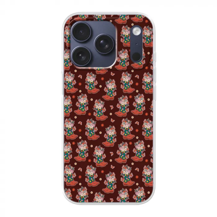 Donker - Cowboy - Laars - Patroon Telefoonhoesje iPhone 17 Pro klein 878 -3d