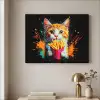 Kat - Eten - Patat - Graffiti - Abstract Textielframe zwart klein -sfeer2