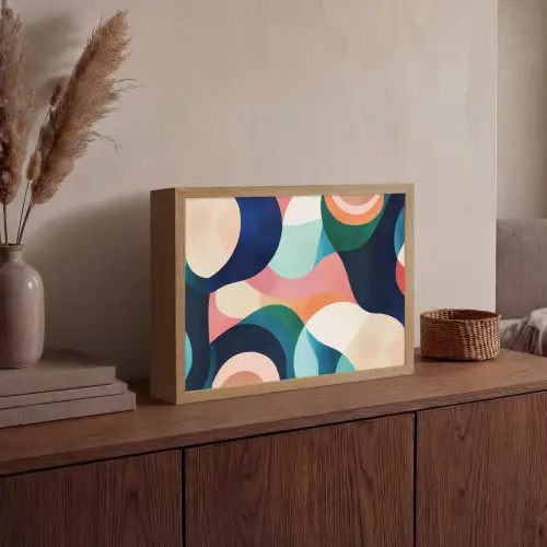 Abstract - Blauw - Roze Light Box met batterij (Wandlamp) middel -sfeer2