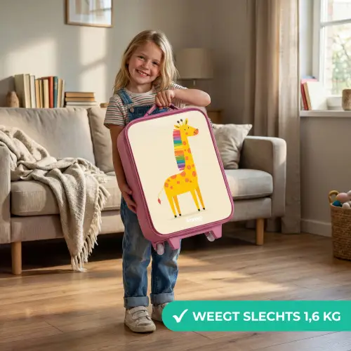 Giraffe - Dier - Kleurrijk Kinderkoffer - Roze klein -sfeer2_NL