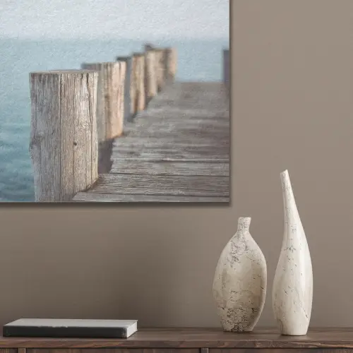 Houten steiger - Helderblauwe lucht PET vilt klein -sfeer6_closeup