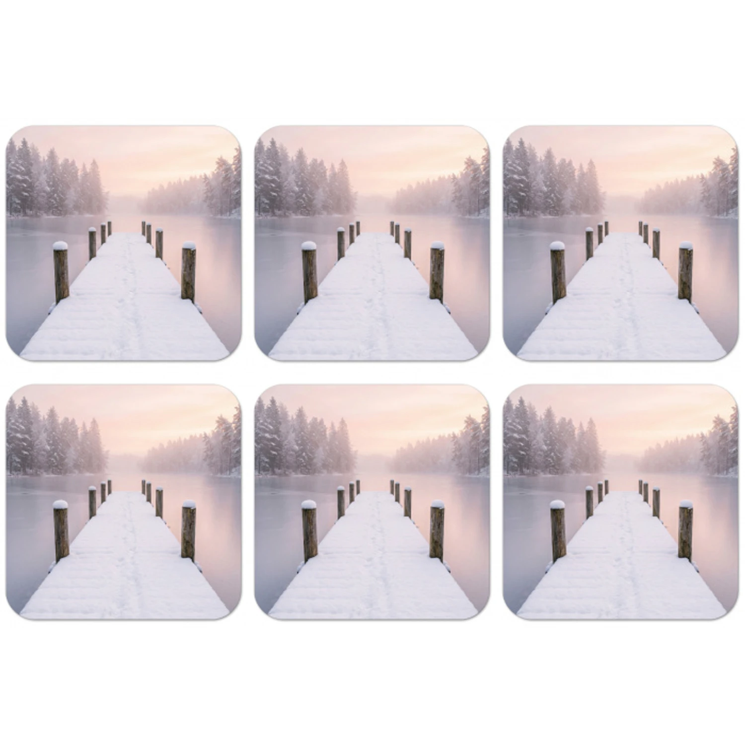 Steiger - Meer - Mist - Winter - Serene onderzetter kurk middel -zkaufland3dotto