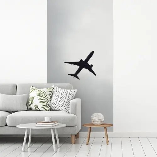 Minimalistisch - Silhouet - Zwart - Vliegtuig fotobehang vinyl groot -woonkamer