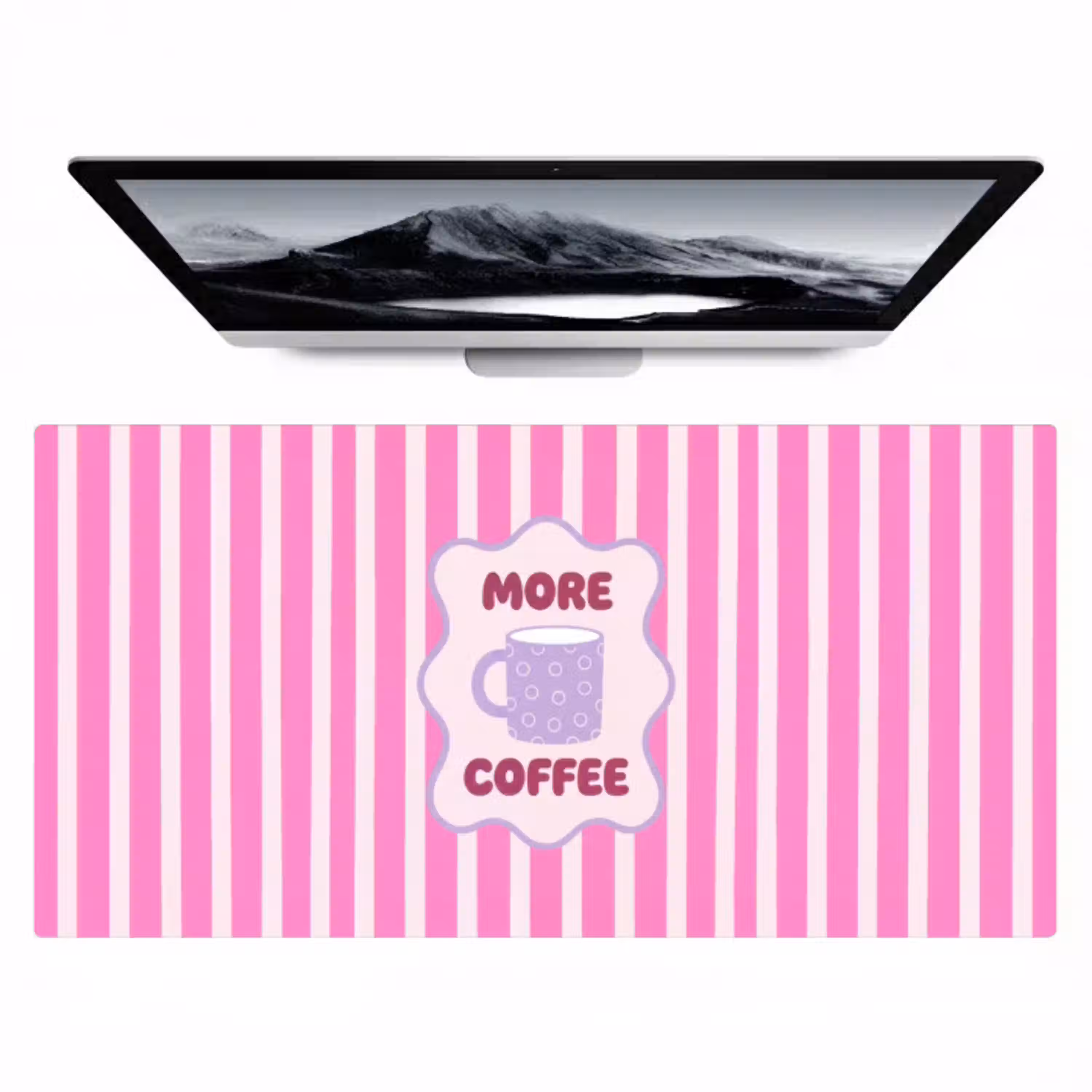 More coffee - Roze - Paars - Strepen - Mok Muismat XXL klein -zzz3d