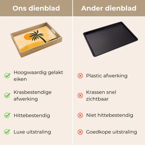 Illustratie - Palmboom - Zon - Heuvels Dienblad Rechthoek middel -USP_VergelijkingNL