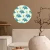 Triceratop - Blauw - Stippen - Boompjes Wandcirkel behangsticker klein -sfeer1