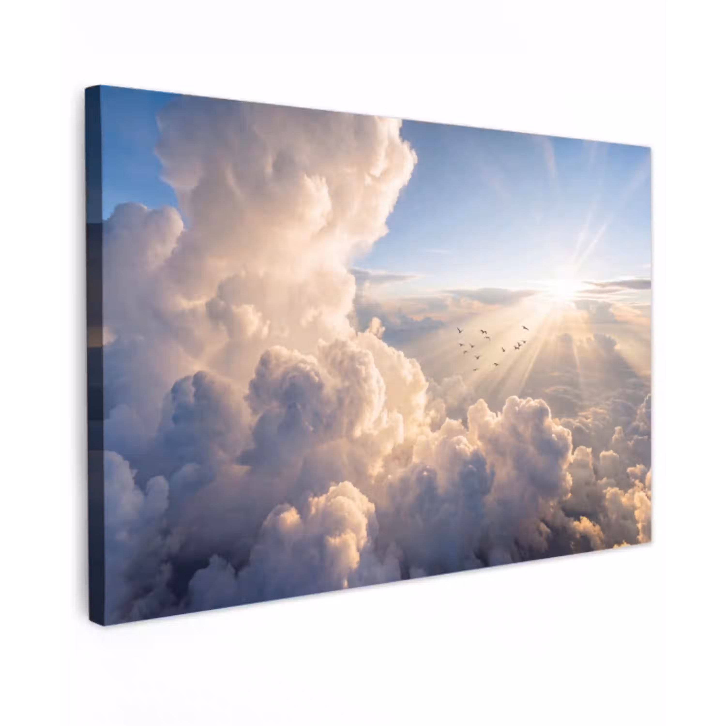 Wolken - Zonnestralen - Natuur - Wit canvas 2cm klein -z3d