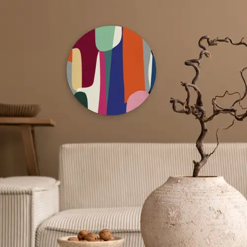 Vormen - Ritmisch - Kleuren - Abstract Wandcirkel plexiglas klein -sfeer1