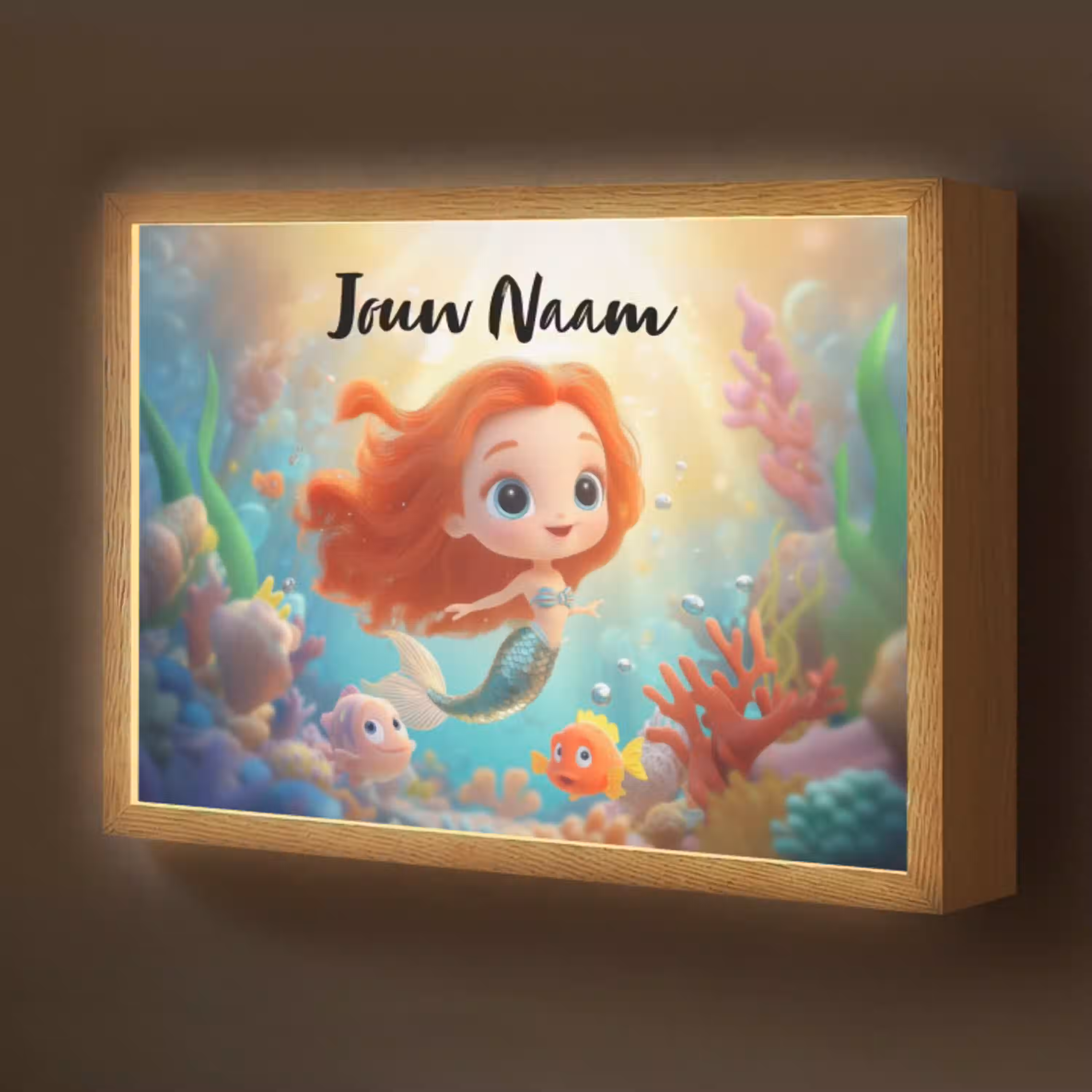 Zeemeermin - Vissen - Koraal Light Box met batterij (Wandlamp kind) middel -z3d_website