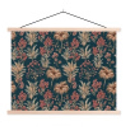Botanisch - Patroon - Blauw textielposter latten blank klein 122 -3d