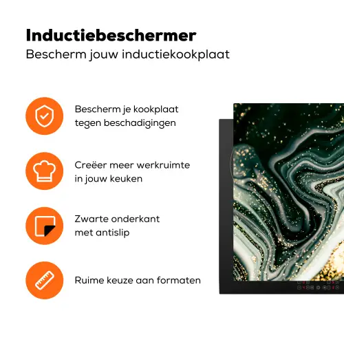 Golvend Marmer met Gouden Glans Inductie beschermer vinyl 3mm klein -zzzzzzz-td-ups
