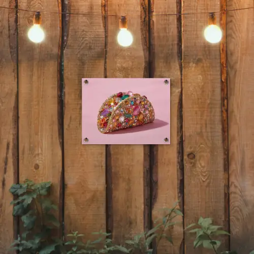 Taco - Kleurrijk - Edelstenen - Goud tuinposter los doek klein -sfeer1