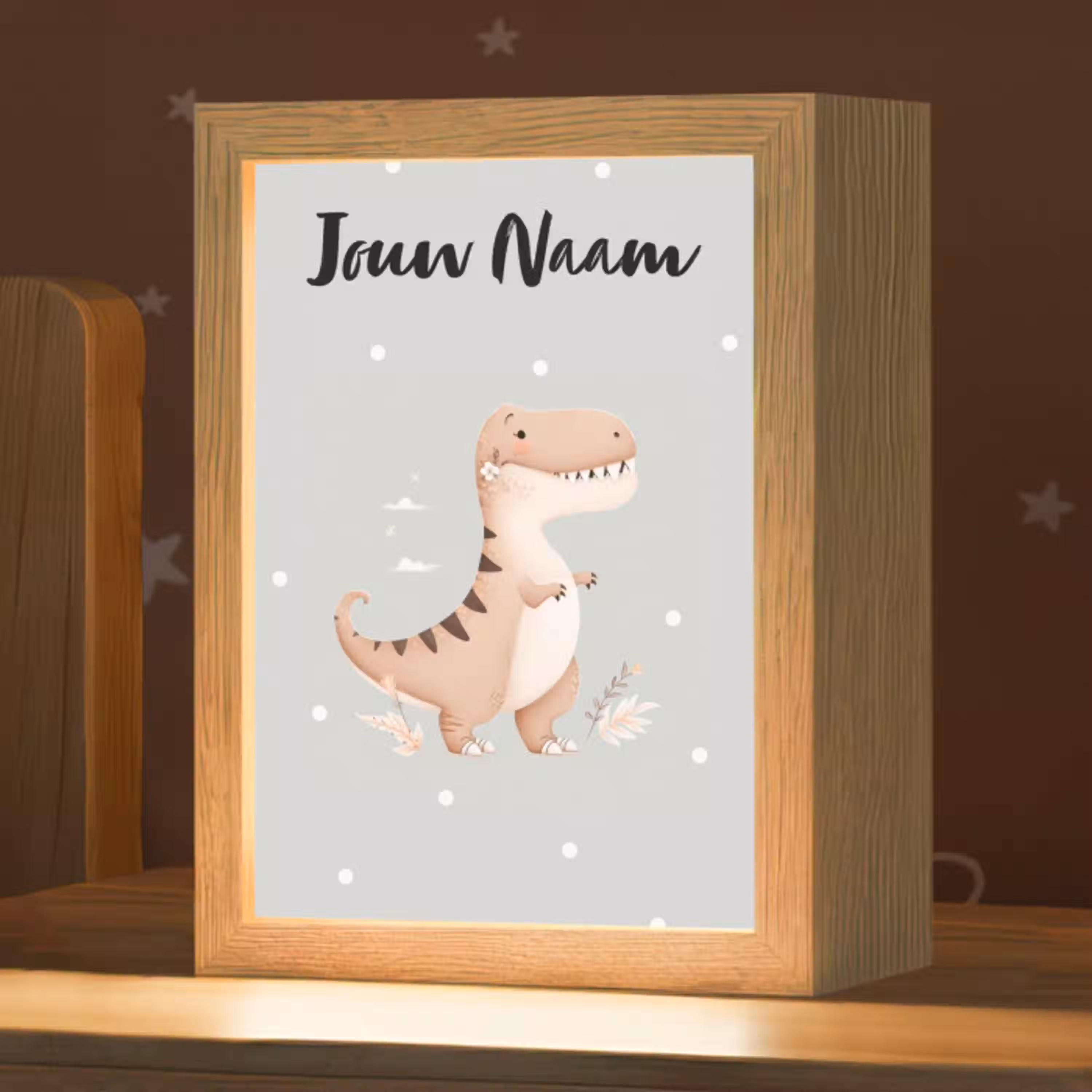 Bloemen - Blauw - Stippen - Dino Light Box met kabel (Kinderlampje) klein -zzz_3d_website