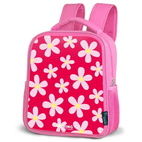 Madeliefjesmania hotpink Kinderrugzak - Roze middel -schuin