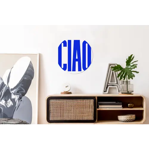 Ciao - Hoofdletters - Blauw - Minimalistisch Wandcirkel aluminium klein -kantoor