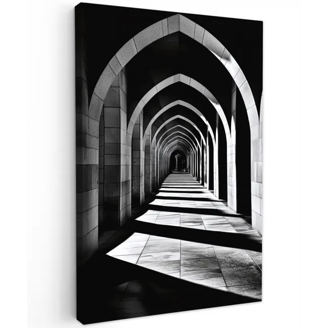 Gang - Bogen - Schaduw - Diepte Tuinposter op houten frame 2 cm dik klein -3d