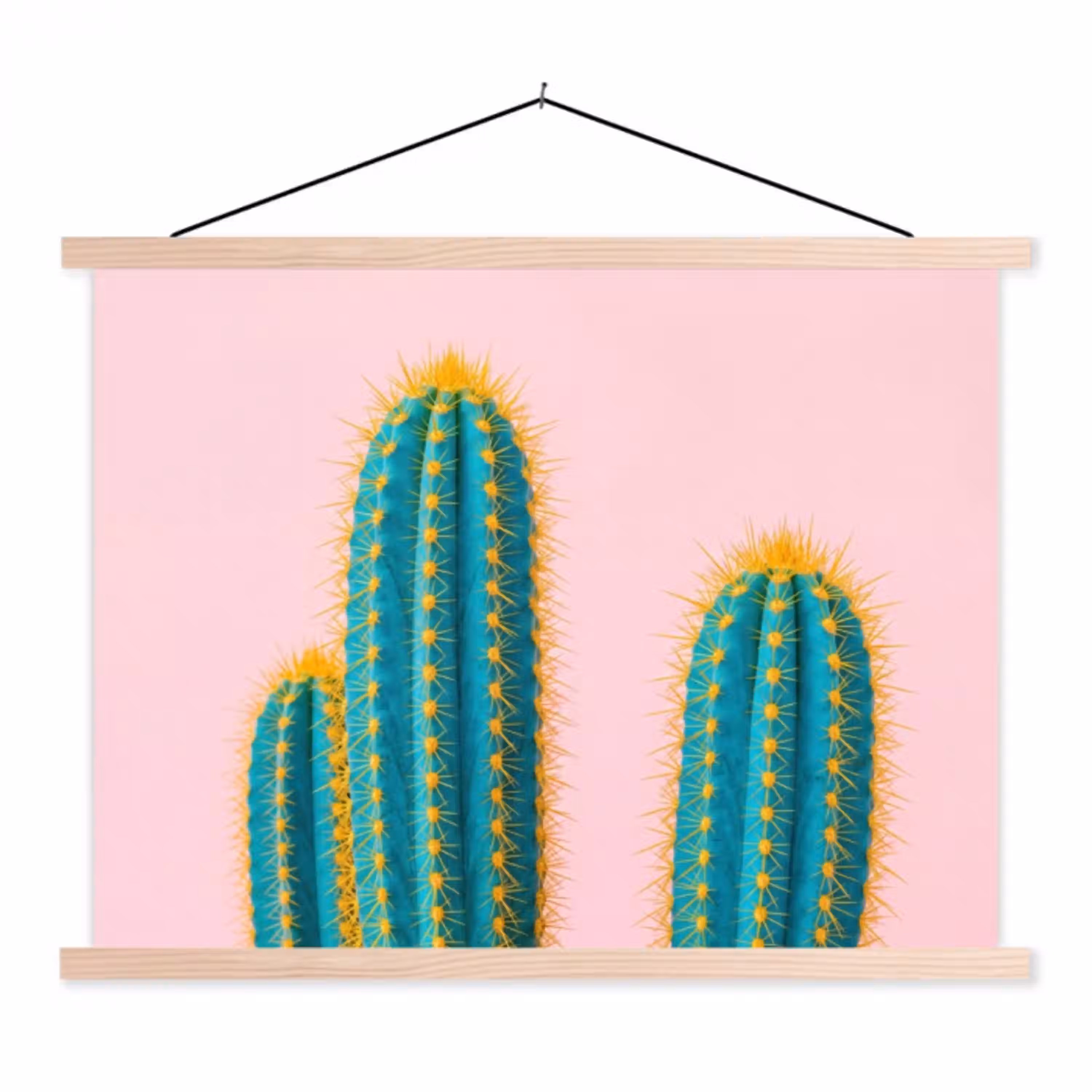 Cactussen - Modern - Pastel textielposter latten blank klein -3d