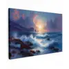 Golven - Zee - Kleurrijk - Rotsen Tuinposter op houten frame 2 cm dik klein -3d