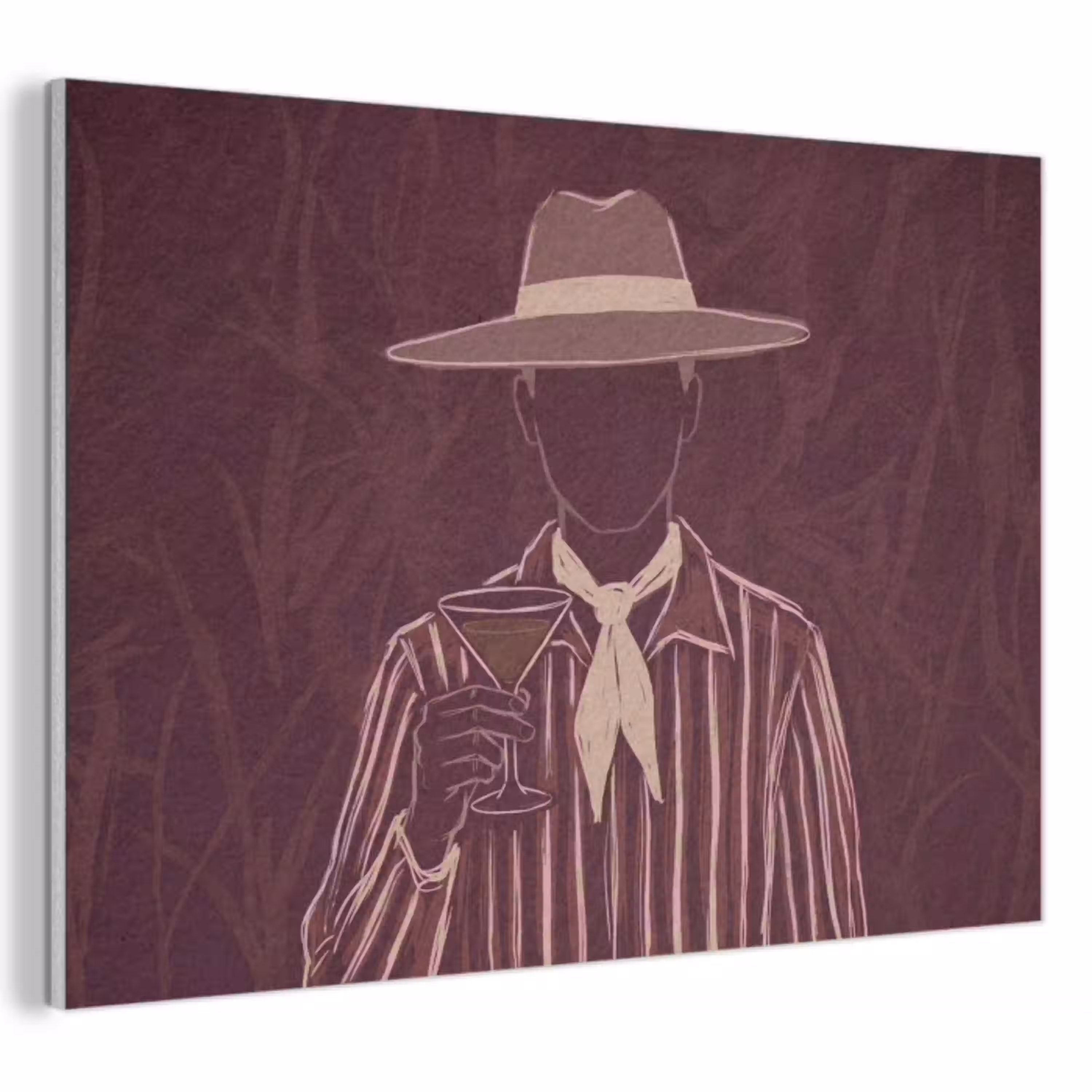 Mens - Hoed - Cocktail - Abstract - Bruin PET vilt klein -3d